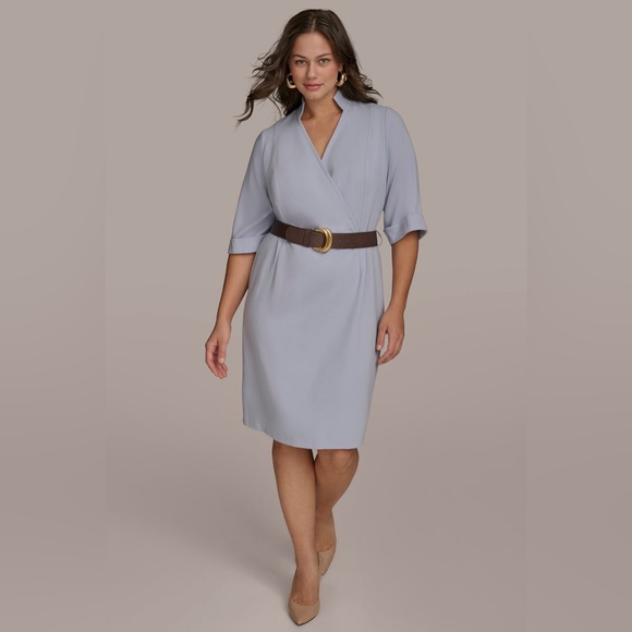 Donna Karan Dresses & Skirts - NWT DONNA KARAN NEW YORK PLUS SIZE ELBOW SLEEVE SHEATH DRESS COLOR GLACIAL BLUE